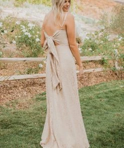 Show Me Your Mumu Lauren Tie Maxi Dress ~ Champagne Forever Lace Bridesmaids Dresses