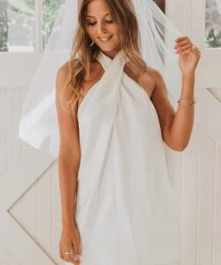 Show Me Your Mumu Jasmine Halter Mini Dress ~ Ivory Luxe Satin