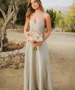 Show Me Your Mumu Faith Maxi Dress ~ Moss Green Luxe Satin Bridesmaids Dresses