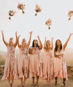 Show Me Your Mumu Dresses Samantha Ruffle Wrap Dress ~ Rose Gold Luxe Satin 22 Show Me Your Mumu Dresses Samantha Ruffle Wrap Dress ~ Rose Gold Luxe Satin