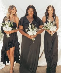 Show Me Your Mumu Dresses Rome Twist Gown ~ Black Luxe Satin 24 Show Me Your Mumu Dresses Rome Twist Gown ~ Black Luxe Satin