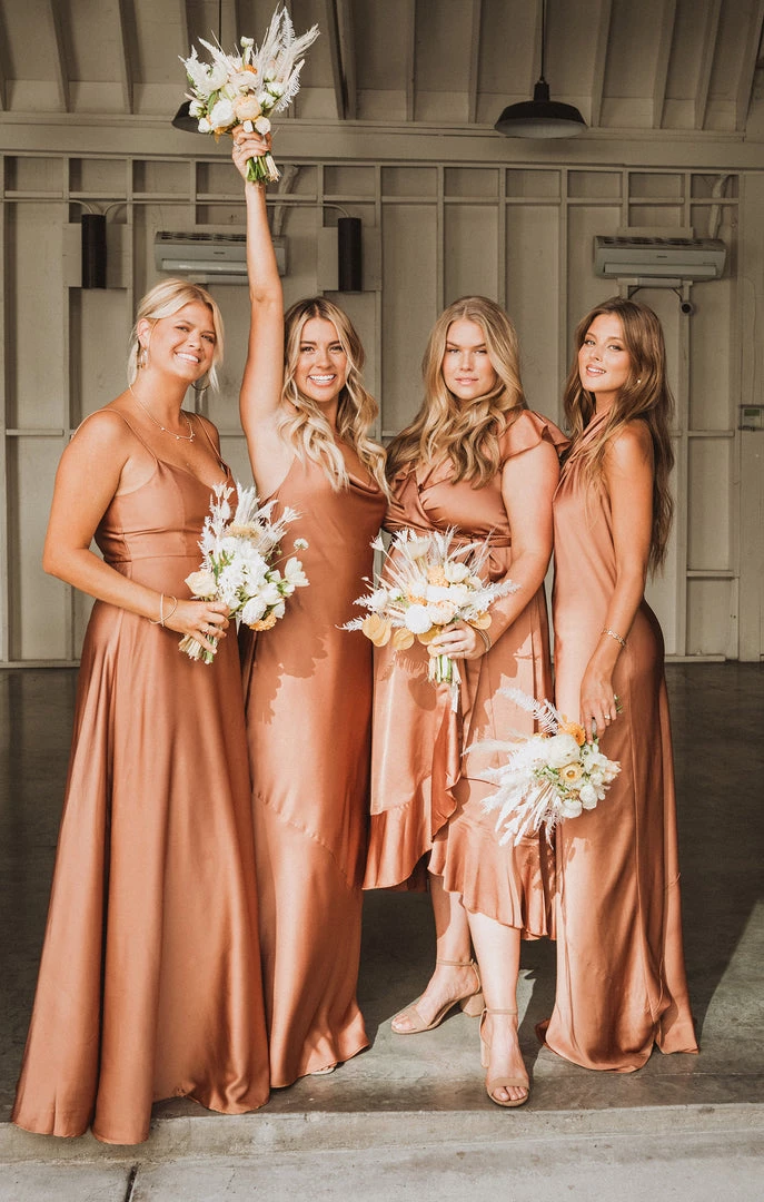 Show Me Your Mumu Samantha Ruffle Wrap Dress ~ Copper Luxe Satin 14 Show Me Your Mumu Samantha Ruffle Wrap Dress ~ Copper Luxe Satin