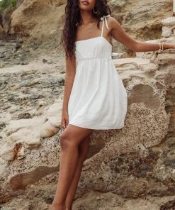 Show Me Your Mumu New Mu Gretchen Mini Dress ~ White Linen