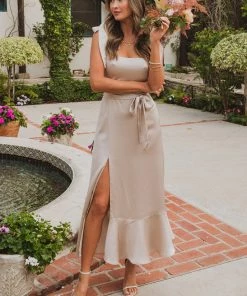 Show Me Your Mumu Claire Midi Dress ~ Show Me The Ring Luxe Satin