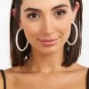 Show Me Your Mumu Accessories Delphine Pave Hoop Earrings ~ Silver