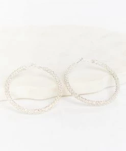 Show Me Your Mumu Accessories Delphine Pave Hoop Earrings ~ Silver