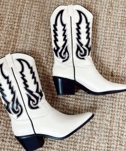 Show Me Your Mumu New Mu Billini Norva Western Boot ~ Bone/Black 12 Show Me Your Mumu New Mu Billini Norva Western Boot ~ Bone/Black