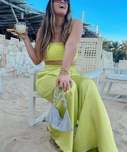 Show Me Your Mumu Irwin Pants ~ Citrine Luxe Satin New Mu 12 Show Me Your Mumu Irwin Pants ~ Citrine Luxe Satin New Mu