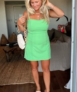 Show Me Your Mumu New Mu Tory Cutout Mini Dress ~ Kelly Green Stretch