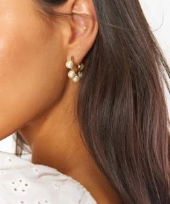 Show Me Your Mumu New Mu Effie Mini Pearl Hoops ~ White/Gold