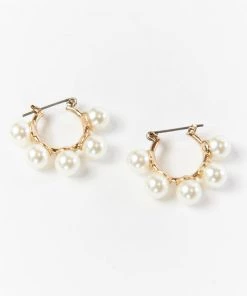 Show Me Your Mumu New Mu Effie Mini Pearl Hoops ~ White/Gold