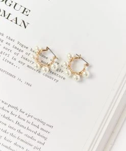 Show Me Your Mumu New Mu Effie Mini Pearl Hoops ~ White/Gold