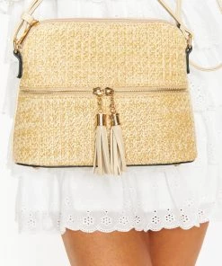 Show Me Your Mumu Electra Woven Crossbody Bag ~ Natural New Mu
