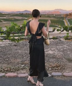 Show Me Your Mumu Zoey Midi Dress ~ Black Luxe Satin New Mu