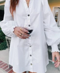 Show Me Your Mumu Allure Shirt Dress ~ White Poplin New Mu