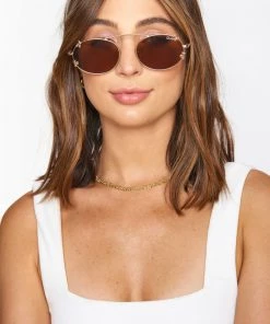 Show Me Your Mumu Accessories Quay Australia Final Stand Sunglasses ~ Brown/Gold