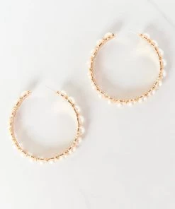 Show Me Your Mumu Halo Oversized Pearl Hoops ~ White/Gold
