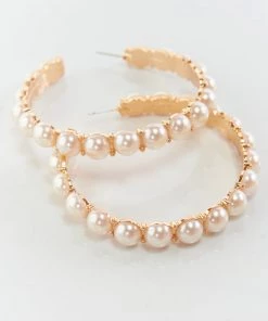 Show Me Your Mumu Halo Oversized Pearl Hoops ~ White/Gold