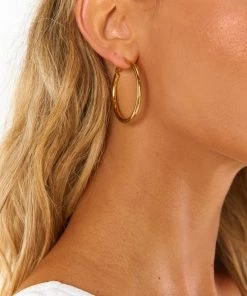 Show Me Your Mumu New Mu Regal Tube Hoop Earrings ~ 14K Gold Dipped