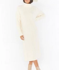Show Me Your Mumu New Mu Montreal Midi Dress ~ Cream Cable Knit