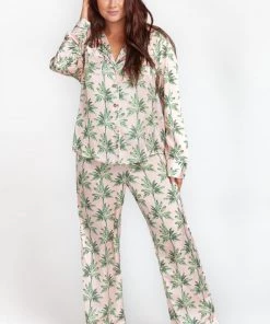 Show Me Your Mumu Paige PJ Set With Eye Mask ~ Walk The Palm Pink