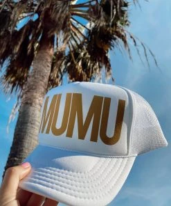 Show Me Your Mumu Accessories Mumu Trucker Hat ~ White/Gold