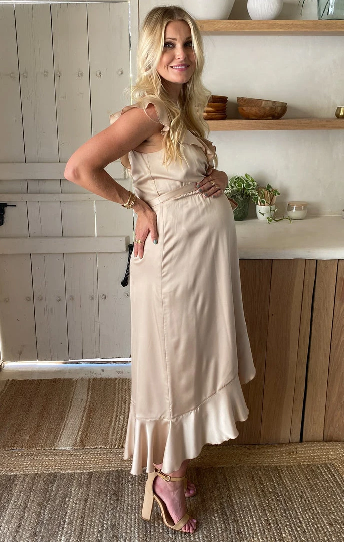 Show Me Your Mumu Samantha Ruffle Wrap Dress ~ Champagne Luxe Satin Dresses 23 Show Me Your Mumu Samantha Ruffle Wrap Dress ~ Champagne Luxe Satin Dresses