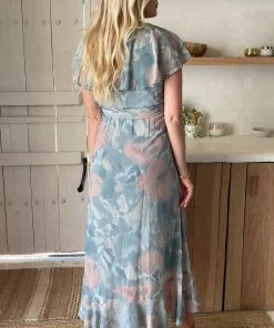 Show Me Your Mumu Dresses Jess Ruffle Midi Dress ~ Sage I Do Floral