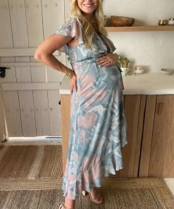 Show Me Your Mumu Dresses Jess Ruffle Midi Dress ~ Sage I Do Floral