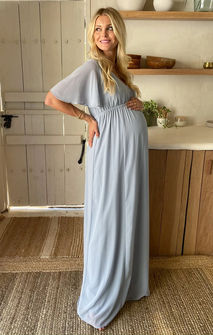 Show Me Your Mumu Maternity Emily Empire Maxi Dress ~ Steel Blue Chiffon 14 Show Me Your Mumu Maternity Emily Empire Maxi Dress ~ Steel Blue Chiffon
