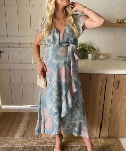 Show Me Your Mumu Dresses Jess Ruffle Midi Dress ~ Sage I Do Floral