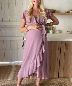 Show Me Your Mumu Dresses Jess Ruffle Midi Dress ~ Antique Rose Chiffon