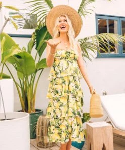 Show Me Your Mumu Savannah Ruffle Dress ~ Citrus Stretch