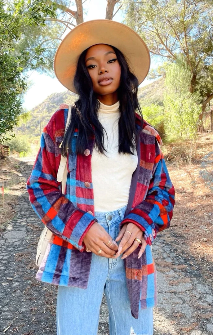 Show Me Your Mumu Whistler Shirt Jacket ~ Red Blue Plaid 7 Show Me Your Mumu Whistler Shirt Jacket ~ Red Blue Plaid