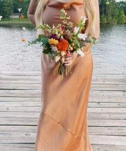Show Me Your Mumu Tuscany Maxi Slip Dress ~ Copper Luxe Satin Dresses