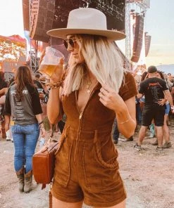 Show Me Your Mumu New Mu Outlaw Romper ~ Saddle Brown Corduroy