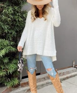 Show Me Your Mumu New Mu Hug Me Sweater ~ White Fuzzy Knit