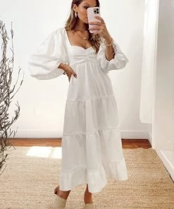Show Me Your Mumu Mandi Midi Dress ~ White Rose Jacquard New Mu
