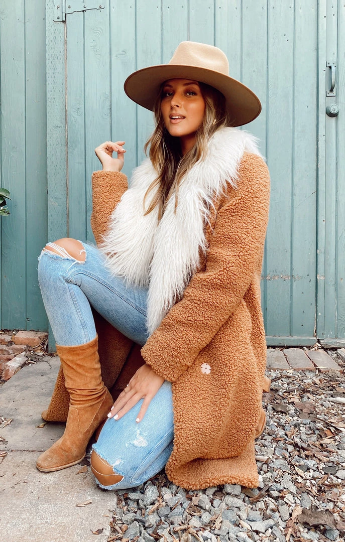 Show Me Your Mumu Stay Warm Jacket ~ Mocha Faux Sherpa With Faux Fur 8 Show Me Your Mumu Stay Warm Jacket ~ Mocha Faux Sherpa With Faux Fur