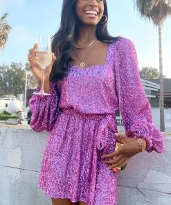 Show Me Your Mumu New Mu Aniston Mini Dress ~ Magenta Sequins