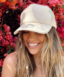 Show Me Your Mumu New Mu Hot Mess Trucker Hat ~ Beige