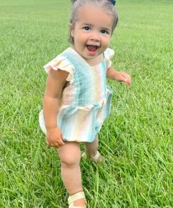 Show Me Your Mumu April Ruffle Jumper ~ Sunset Stripe New Mu