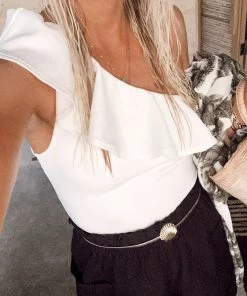 Show Me Your Mumu Ophelia Ruffle Bodysuit ~ Bone Stretch 11 Show Me Your Mumu Ophelia Ruffle Bodysuit ~ Bone Stretch