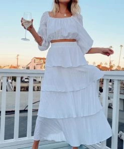 Show Me Your Mumu New Mu Full Swing Skirt ~ White Crinkle