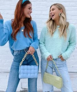 Show Me Your Mumu Cozy Forever Sweater ~ Bright Blue Knit