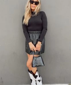 Show Me Your Mumu Malone Mini Skirt ~ Black Faux Leather