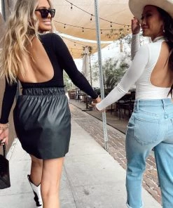 Show Me Your Mumu Look Back Bodysuit ~ Black Spandy New Mu