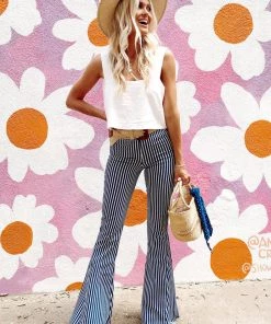 Show Me Your Mumu Denim Berkeley Bells Regular ~ Blue Coast Stripe