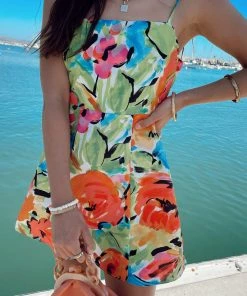 Show Me Your Mumu New Mu Lauren Tie Mini Dress ~ Mimosa Blooms