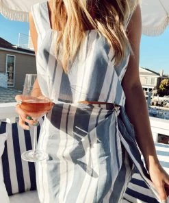 Show Me Your Mumu Tara Crop Top ~ Sailboat Stripe Tops